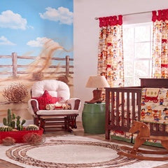 TX Tumbleweed western cowboy crib bedding set in red, gold, and cream by Lively Distinct Designs