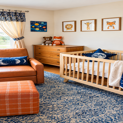 Woodland Adventure navy and copper plaid woodland animal crib bedding set by Lively Distinct Designs